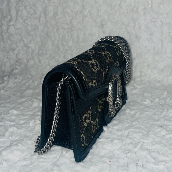 Gucci GG Denim Monogram Super Mini Dionysus Shoulder Crossbody Bag Black 476432 - Picture 6 of 17